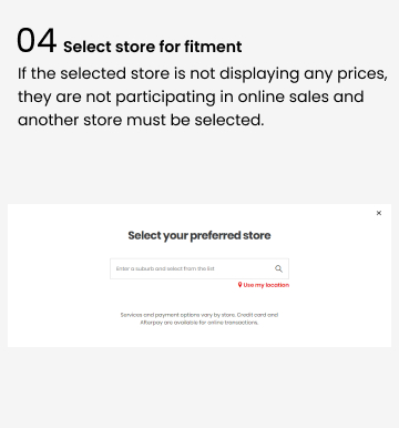  Select store for fitment