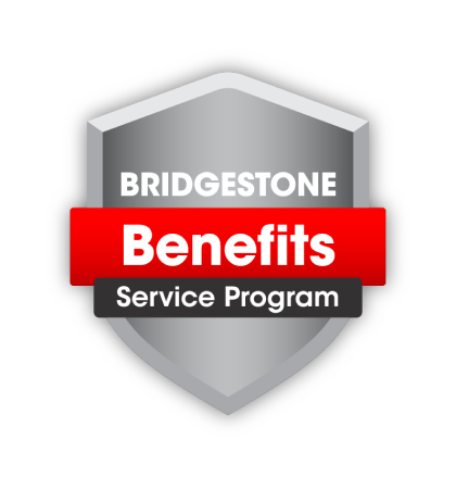 Bridgestone benefits. Buy tyres online with Australia's most trusted tyre brand, Bridgestone. Bridgestone benefits logo.