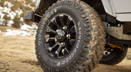 The best Firestone all terrain & mud terrain tyres for your 4WD. Image of off road driving.