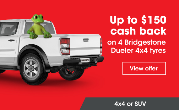 Up to $150 cash back on Bridgestone Dueler SUV &4x4 tyres. Tyre sales. Buy tyres online for your car, SUV & 4WD.