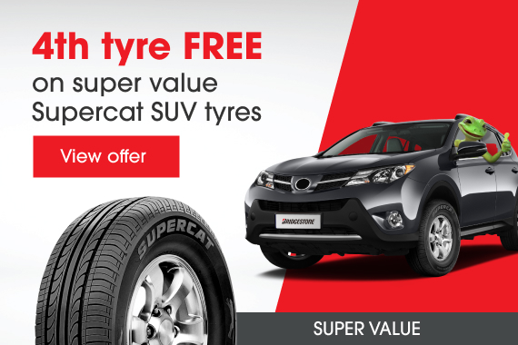 4th tyre FREE on super value Supercat SUV tyres
