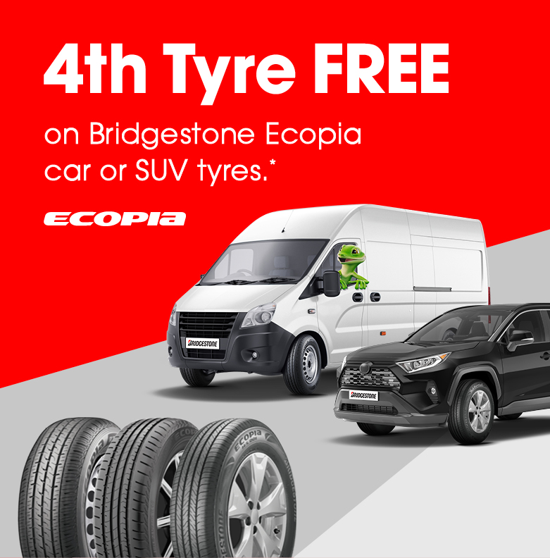 4th tyre free on Bridgestone Ecopia car, SUV or van tyres