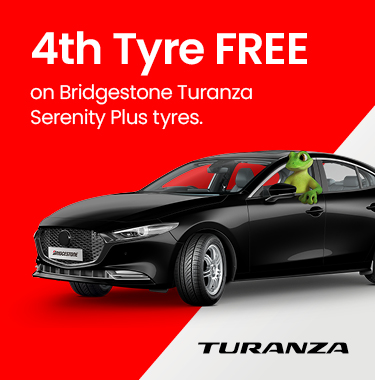 4th Tyre FREE on Bridgestone Turanza Serenity Plus tyres.