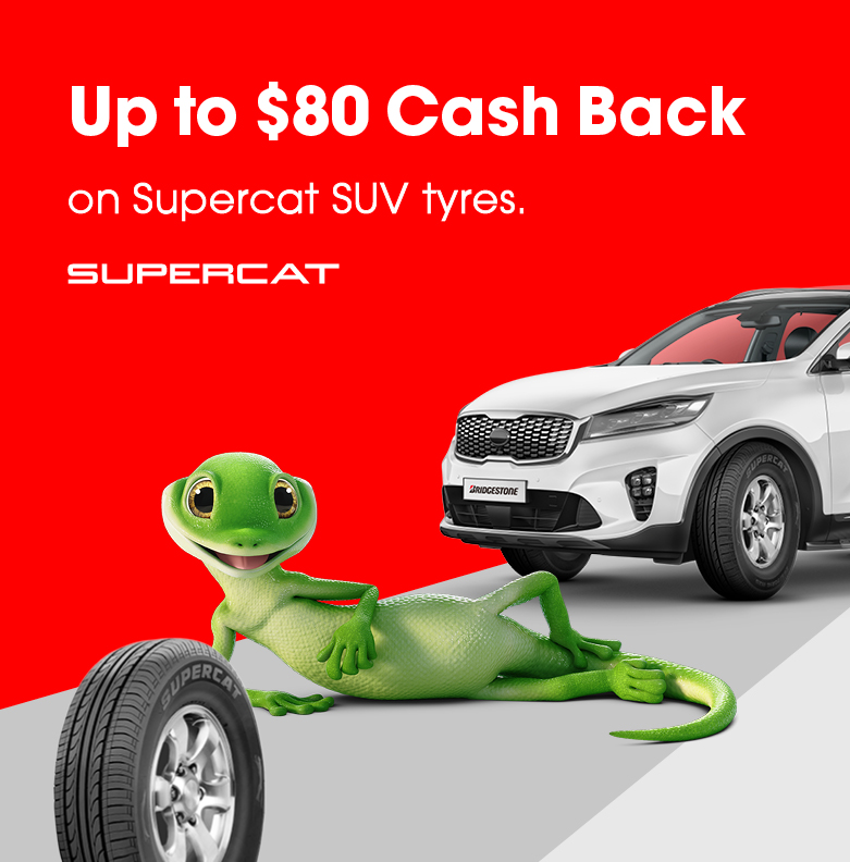 Get up to 80 Cash back! Supercat SUV Tyres Bridgestone