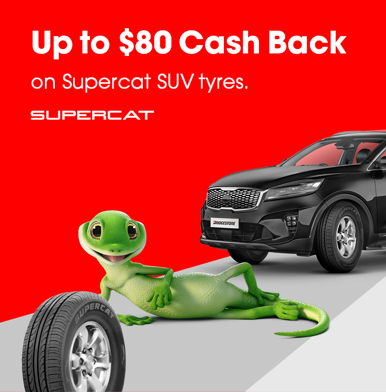 Up to $80 Cash Back on Supercat SUV tyres.