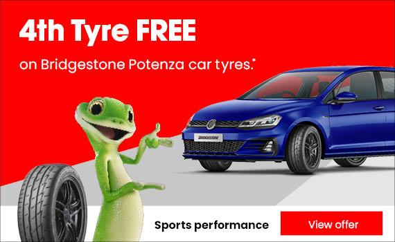 4th Tyre FREE on Bridgestone Potenza tyres