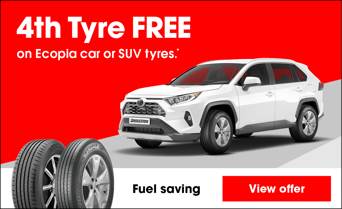 4th Tyre FREE on Bridgestone Ecopia car and SUV tyres