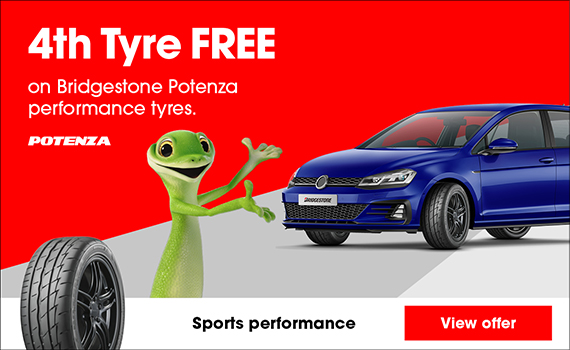 4th Tyre FREE on Bridgestone Potenza tyres.
