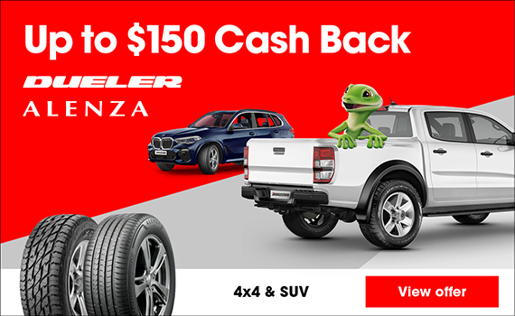 Up to $150 Cash Back on Bridgestone Dueler 4x4/SUV and Alenza SUV tyres