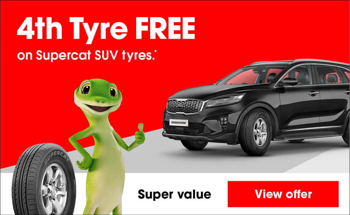 4th tyre FREE on Supercat SUV tyres.