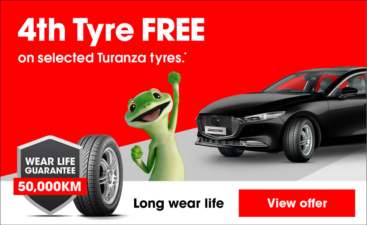 4th Tyre FREE on Bridgestone Turanza Serenity Plus tyres