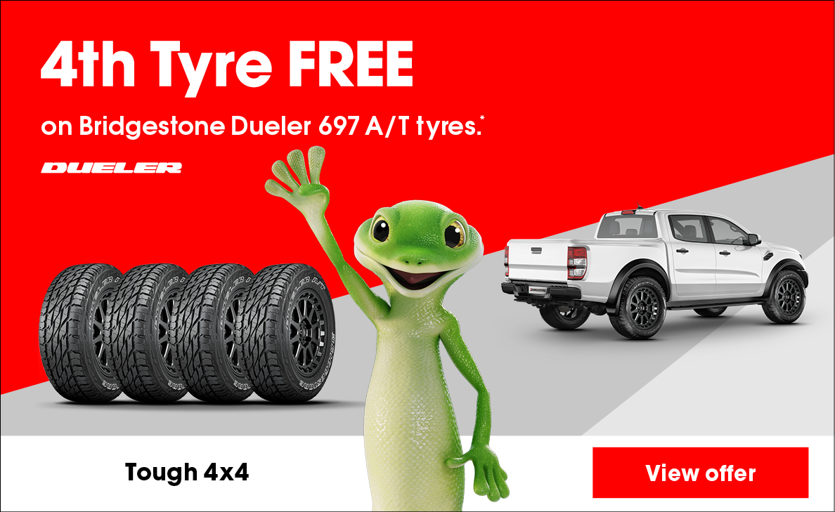 4th Tyre FREE on Bridgestone Dueler 697 A/T tyres.