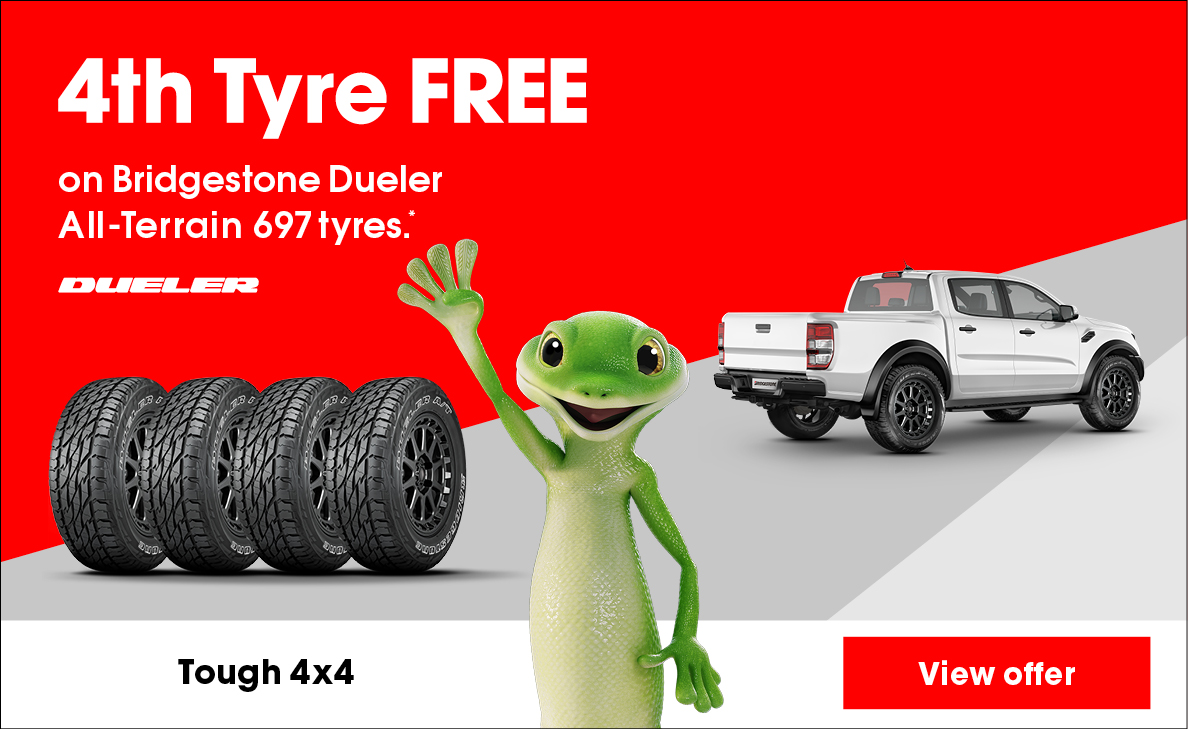4th Tyre FREE on Bridgestone Dueler 697 A/T tyres.