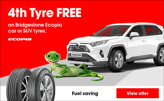 4th Tyre FREE on Bridgestone Ecopia car and SUV tyres.