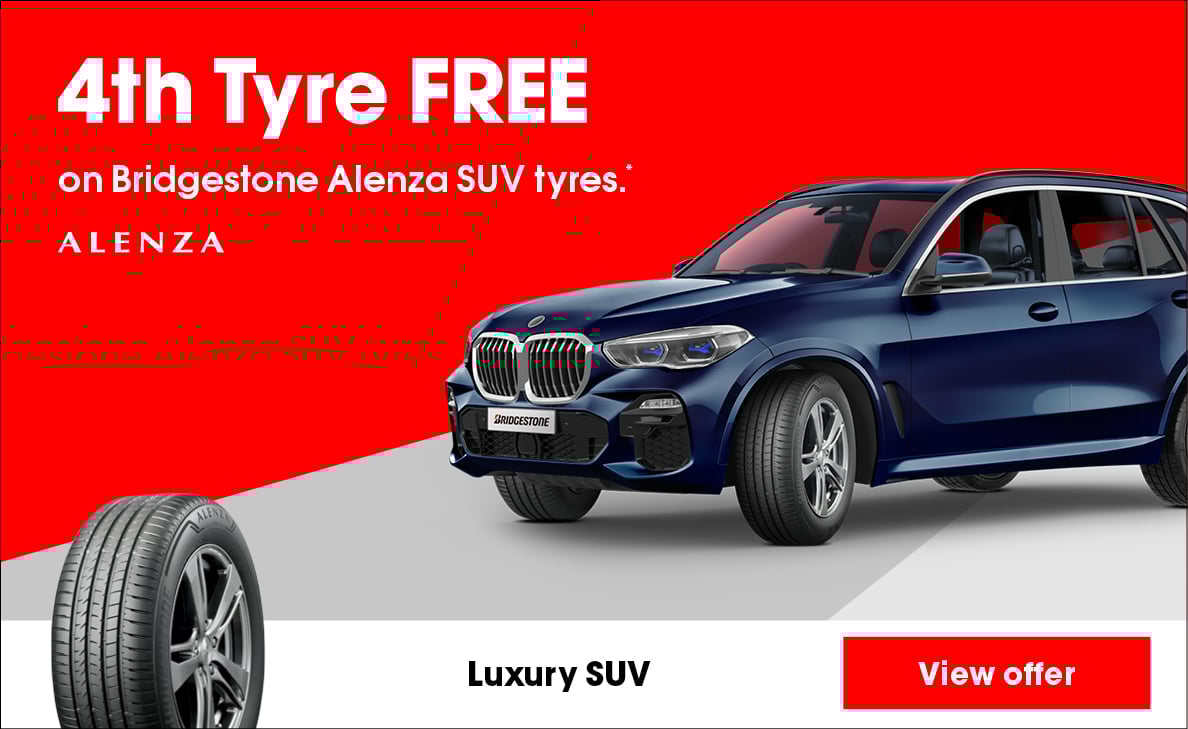 4th Tyre FREE on Bridgestone Potenza SUV tyres.