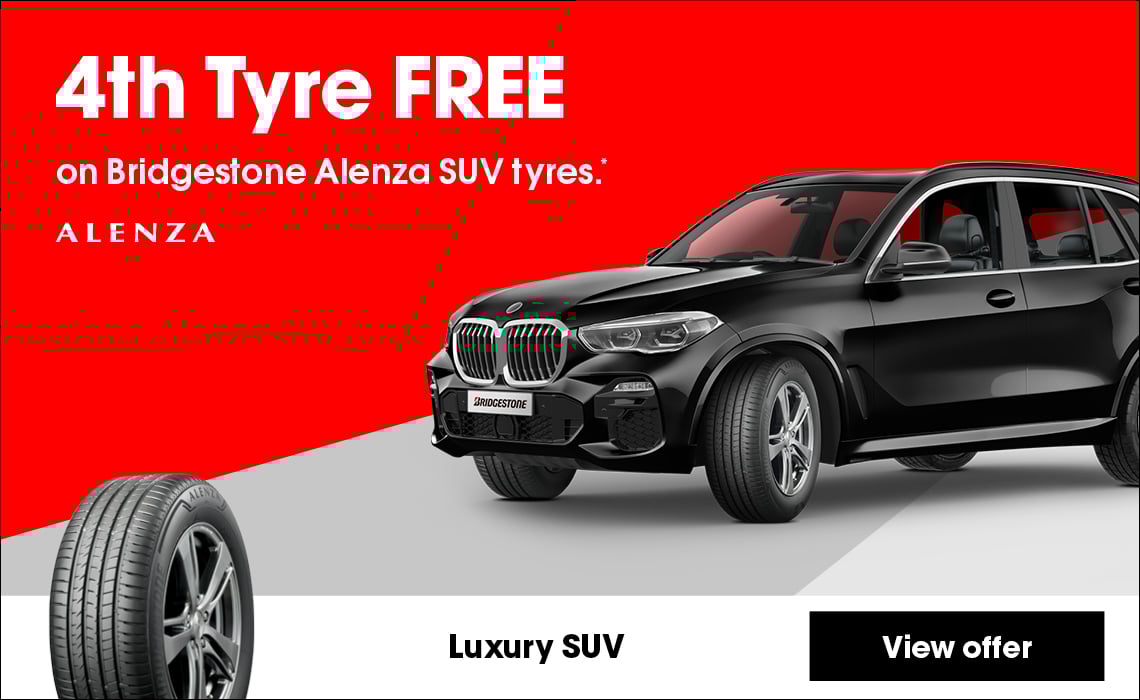 4th Tyre FREE on Bridgestone Alenza SUV tyres.*