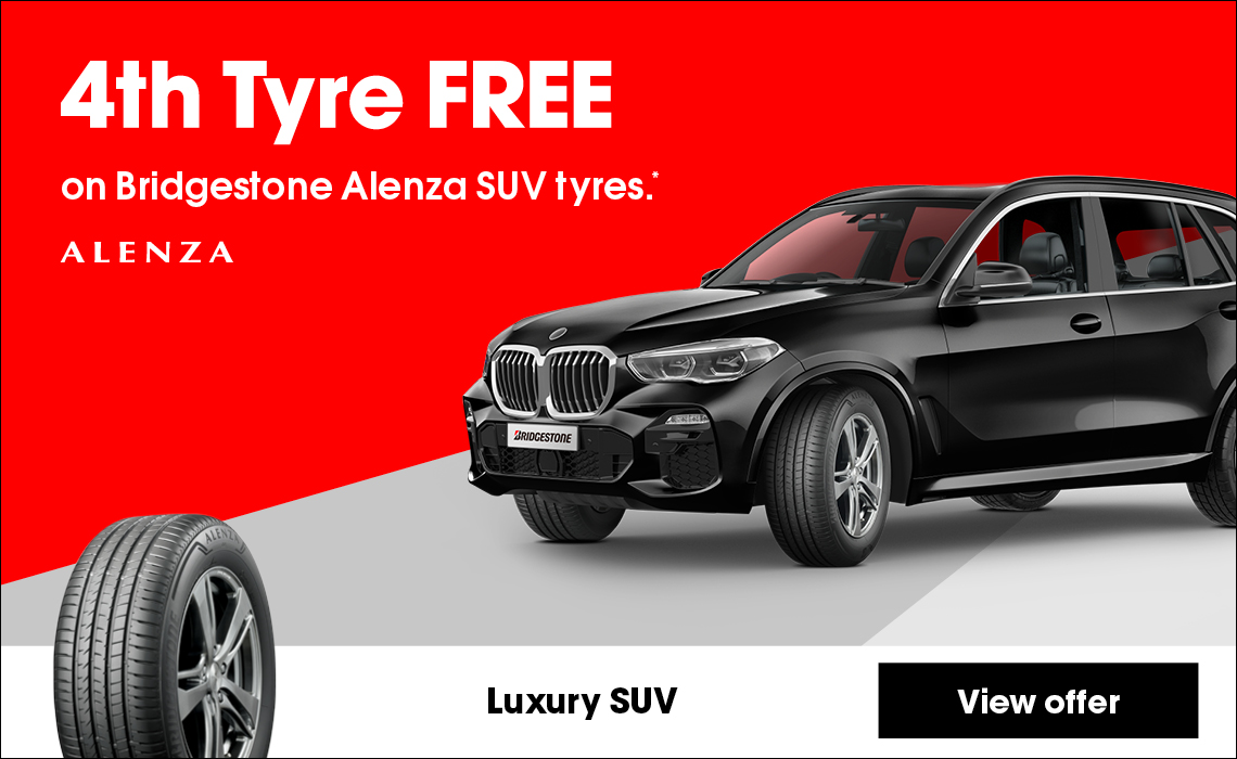 4th Tyre FREE on Bridgestone Potenza SUV tyres.