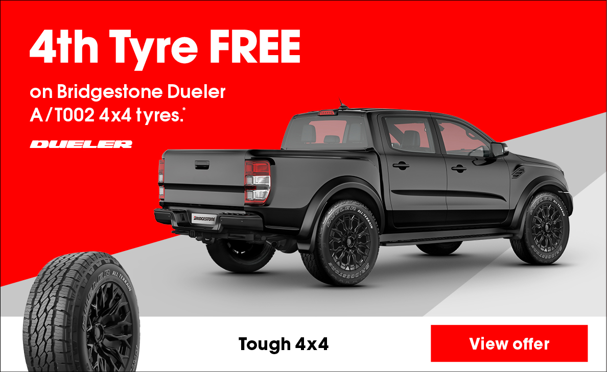 4th Tyre FREE on Bridgestone Dueler A/T002 4x4 tyres.
