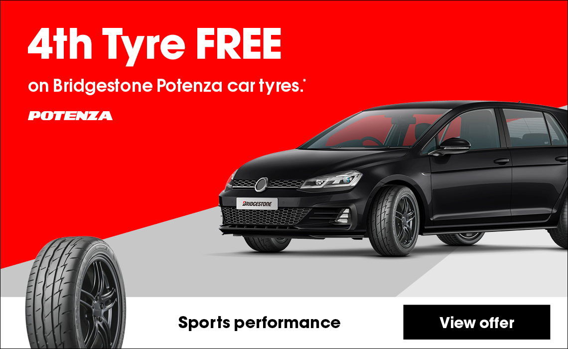 4th Tyre FREE on Bridgestone Potenza tyres