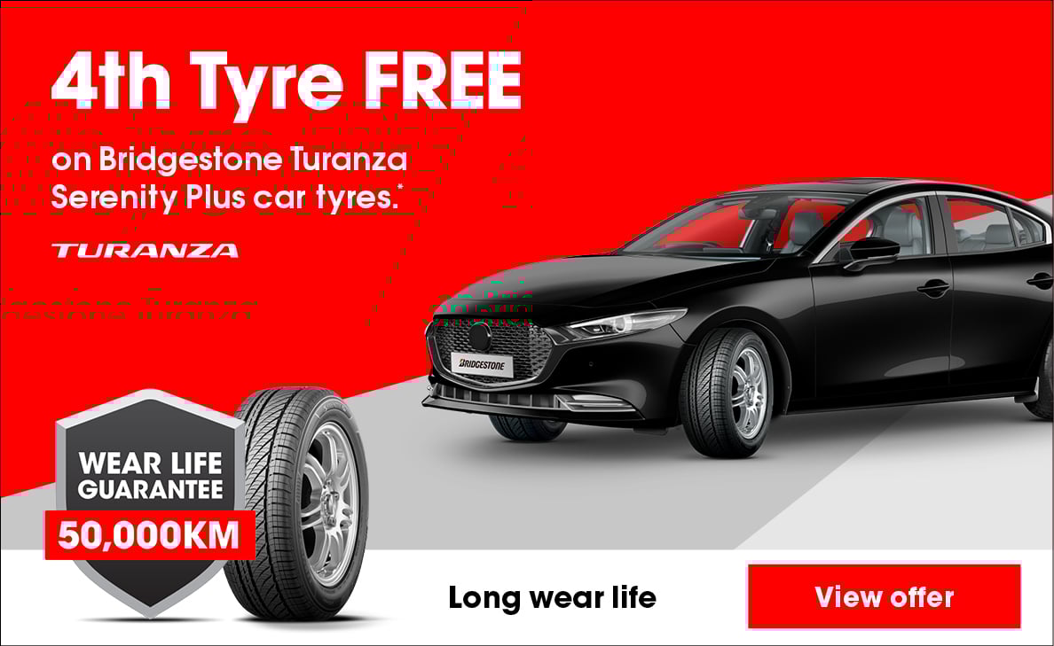 4th tyre free on Bridgestone Turanza Serenity Plus tyres