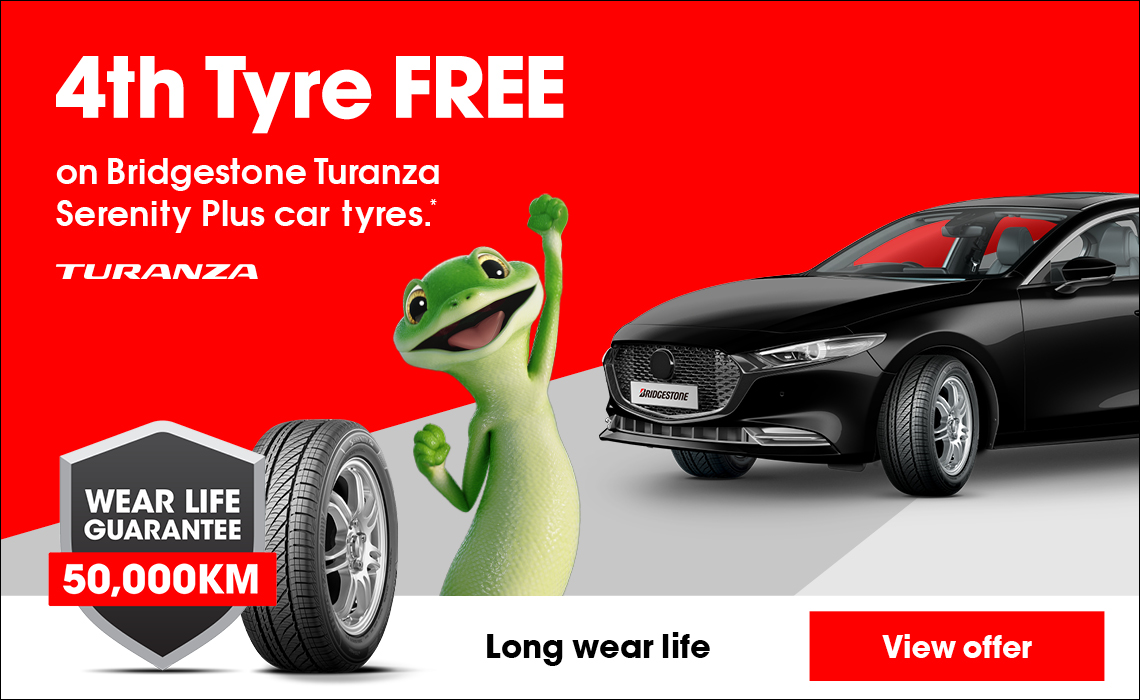 4th tyre free on Bridgestone Turanza Serenity Plus tyres