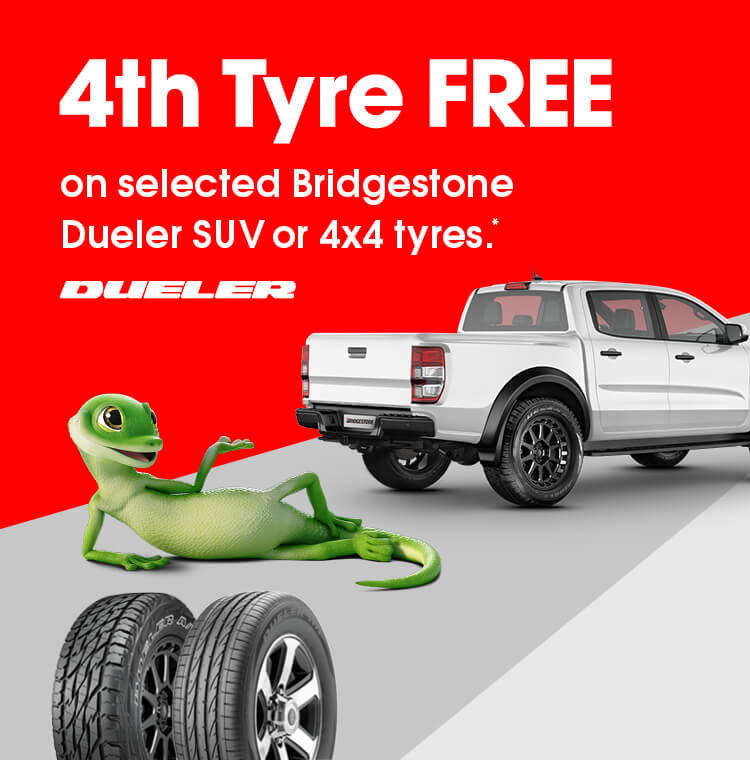 4th Tyre FREE on selected Bridgestone Dueler SUV or 4x4 tyres