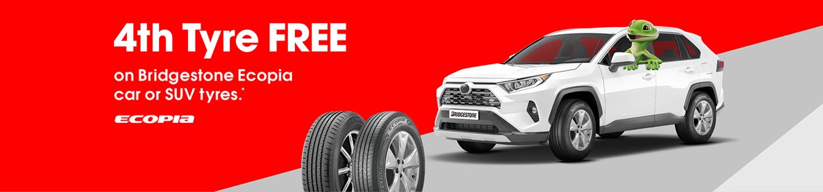 4th Tyre FREE on Bridgestone Ecopia car and SUV tyres.