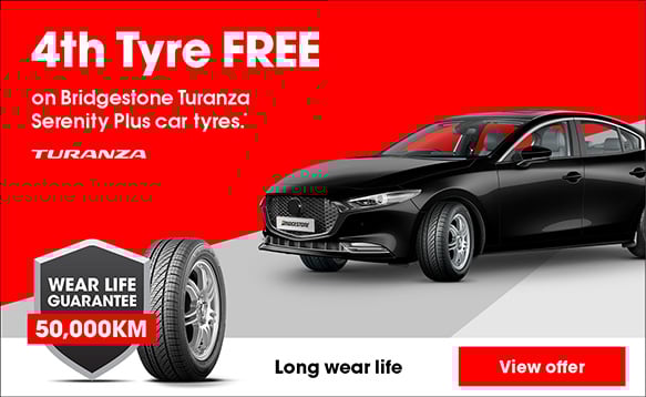 4th Tyre FREE on Bridgestone Turanza Serenity Plus tyres