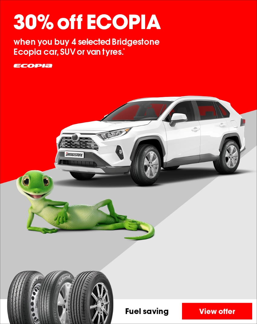 30% Off on selected Bridgestone Ecopia car, SUV or van tyres.*