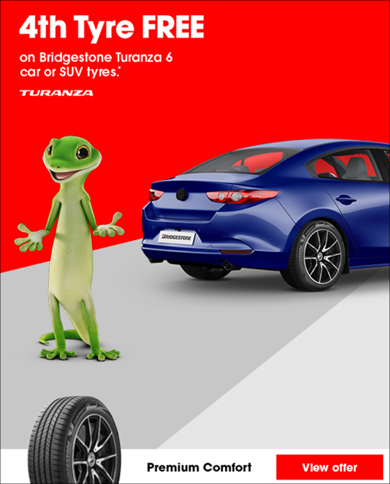 4th tyre free on Turanza 6 car or SUV tyres.