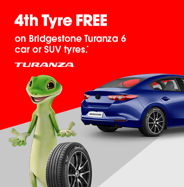 4th tyre free on Turanza 6 car or SUV tyres. 