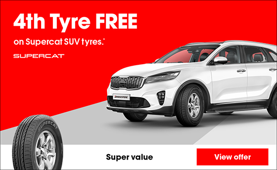 4th Tyre FREE on Supercat SUV tyres.