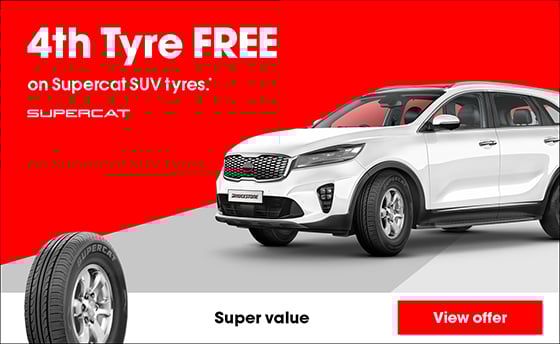 4th Tyre FREE on Supercat SUV tyres.