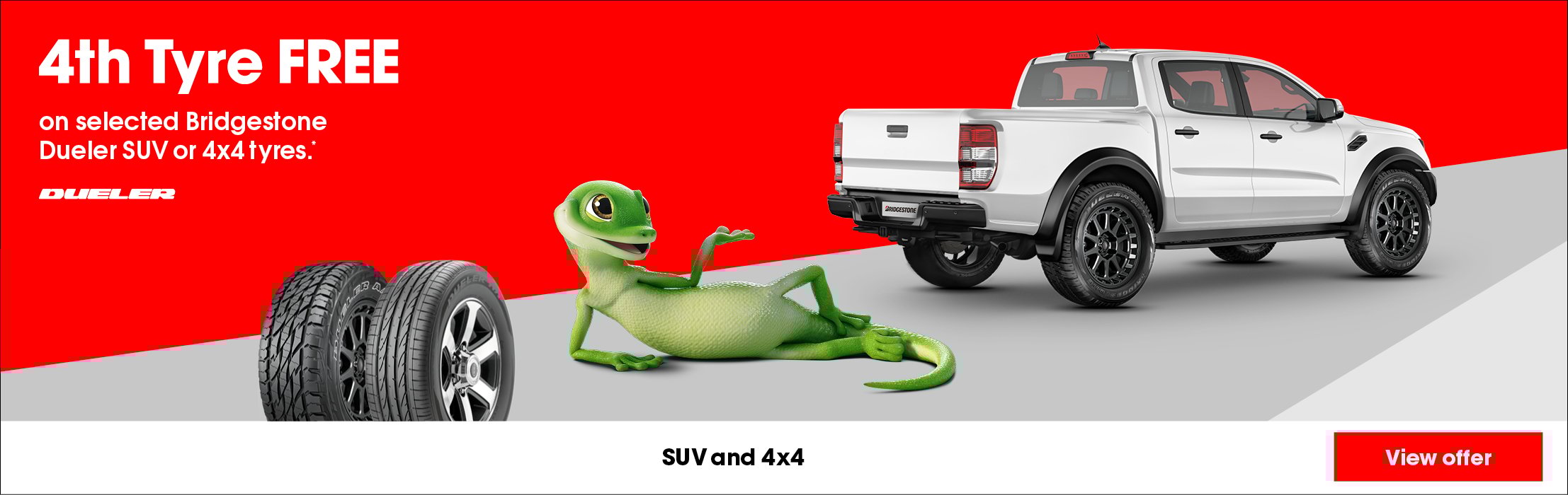 4th tyre free on selected Dueler SUV or 4x4 tyres