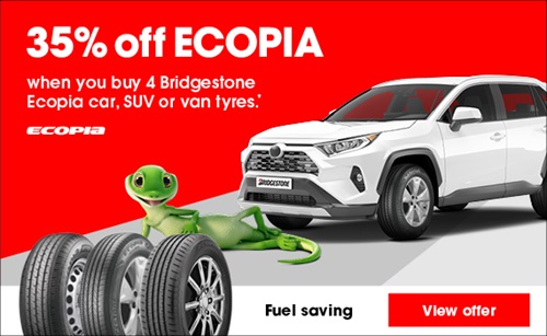 35% OFF on Bridgestone Ecopia car, SUV and van tyres.