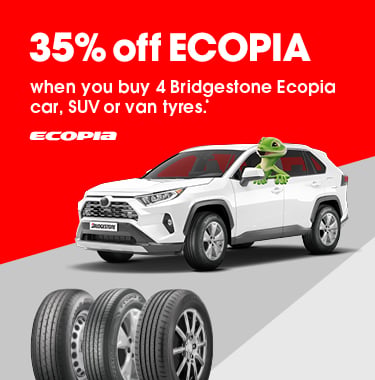 35% off when you buy 4 Bridgestone Ecopia car, SUV or van tyres