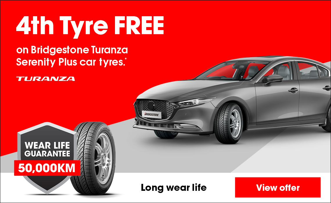 4th tyre free on Turanza Serenity Plus car tyres
