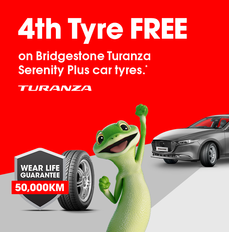 4th tyre free on Turanza Serenity Plus car tyres