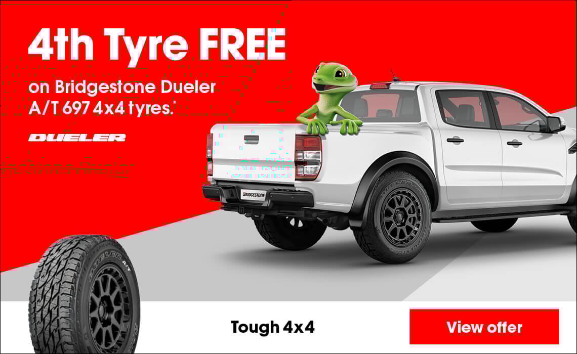 4th Tyre FREE on Bridgestone Dueler A/T 697 4x4 tyres.