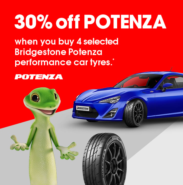 30% OFF on Bridgestone Potenza performance car tyres.