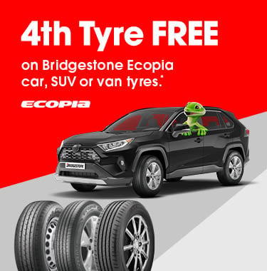 4th tyre FREE on Bridgestone Ecopia car, SUV and van tyres.