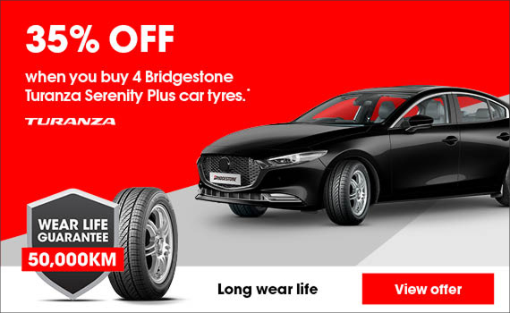35% off when you buy 4 Bridgestone Turanza Serenity Plus car tyres.*