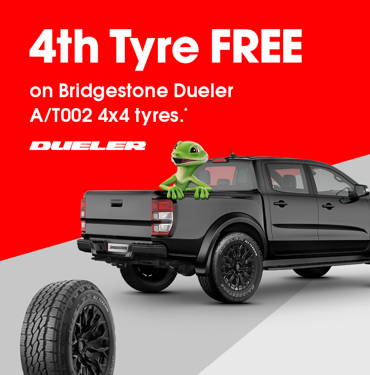 4th Tyre FREE on Bridgestone Dueler A/T002 4x4 tyres.