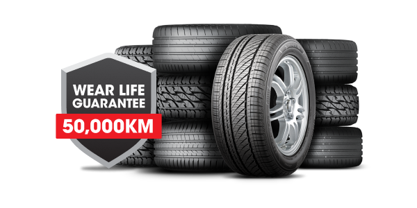 Wear Life Guarantee shield Tyres