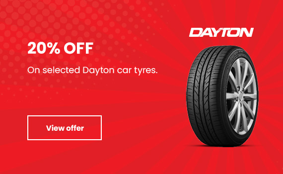 20% off* selected Dayton DT30 car tyres. 