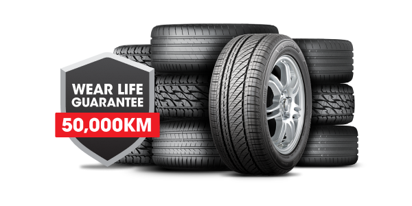 Wear Life Guarantee shield Tyres